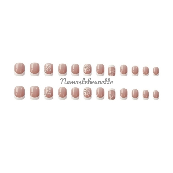 2/$16 Floral & Rhinestone French Manicure Press on Nails - Picture 9 of 17